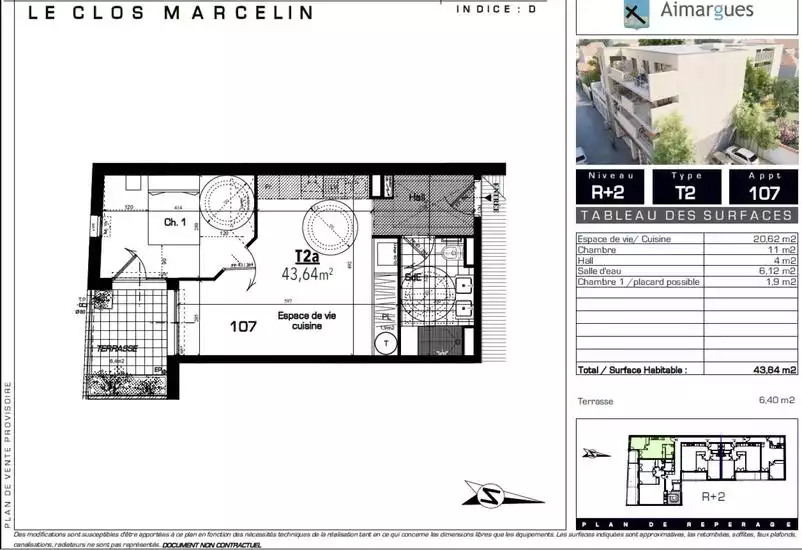 Vente Appartement  44m² 230 000€ 30470 Aimargues Gard